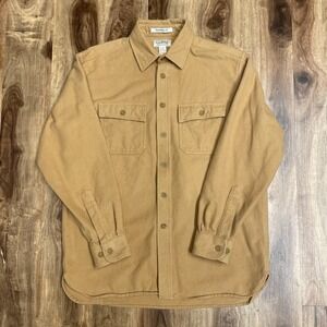 LL Bean Shirt Mens M Brown Chamois Cloth Button Up Long Sleeve Outdoor
